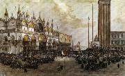 Luigi Querena The People of Venice Raise the Tricolor in Saint Mark's Square oil painting picture wholesale